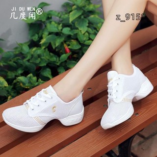 免運✨夏季舞蹈鞋 女成人軟底白色跳廣場舞女鞋 中跟爵士跳舞女鞋 舞蹈鞋 廣場舞鞋 現代舞鞋 爵士舞鞋 透氣軟底舞鞋✨精品