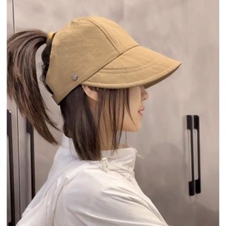 【HOSS】可紮馬尾帽子 空頂帽子女 新款 防曬帽 大帽寬簷遮陽顯臉小 百搭 旅行戶外太陽帽 漁夫鴨舌帽