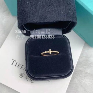 二手精品 蒂芙尼 Tiffany & Co. T 系列 18K玫瑰金 滿鑽戒指 女士戒指 線圈戒指