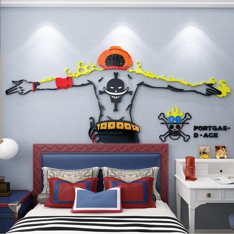 海賊王海報艾斯墻貼亞剋力3d立體兒童房臥室墻壁裝飾男生宿捨貼紙