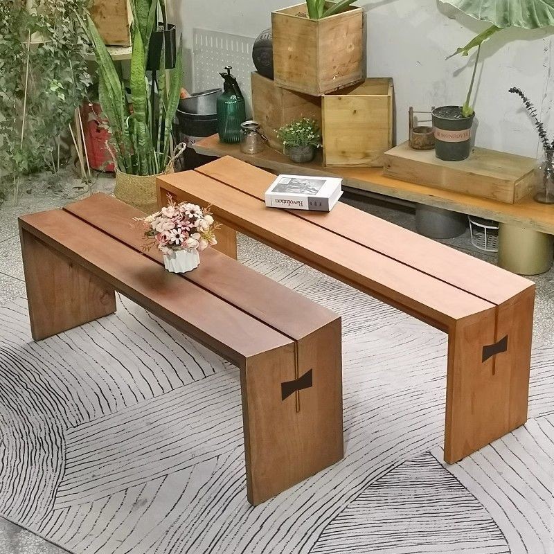 💮實木長條凳餐椅設計師蝴蝶家用民宿餐廳創意原木長板凳餐桌長凳子