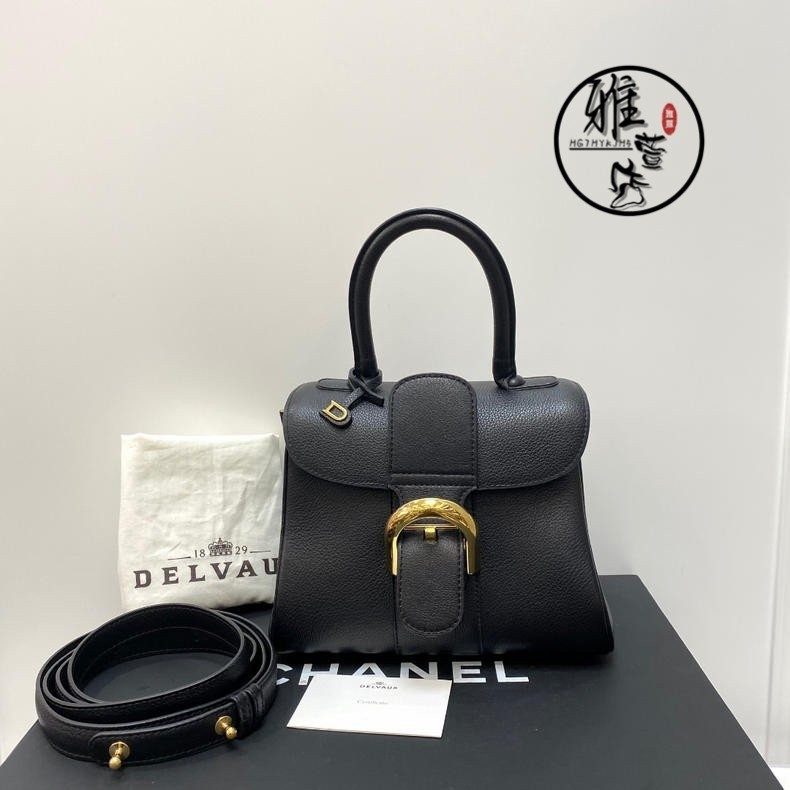 雅萱二手 Delvaux 德爾沃 黑色金扣 Brillant mini 肩背包/斜背包