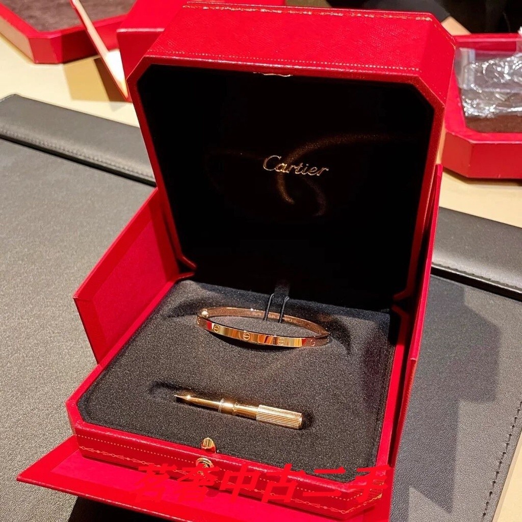 Cartier 卡地亞 Love系列 無鑽 窄版 18k玫瑰金 手鐲 手環 B6047317