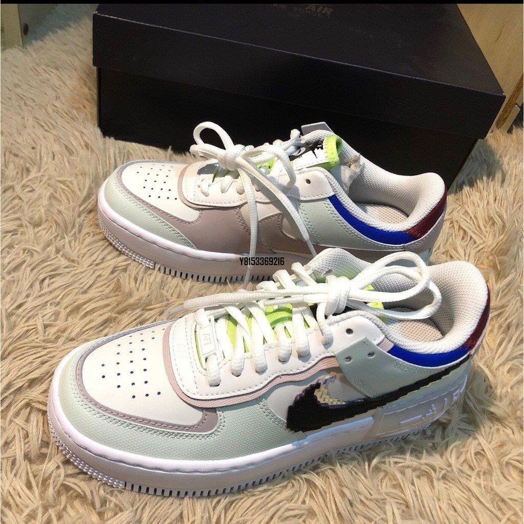 現貨 Nike Air Force 1 Shadow 白綠粉 像素 女款 CV8480-300潮鞋
