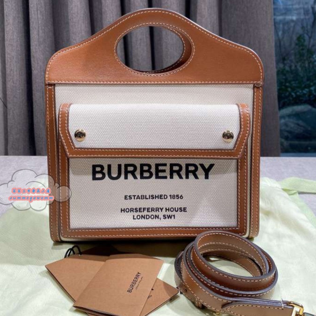 二手精品 Burberry 博柏利 Pocket 小號 帆布包/郵差包/斜背包/單肩包/手提包