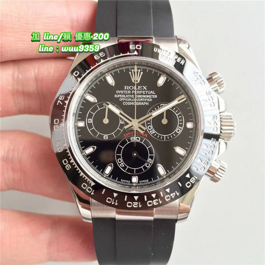 Rolex DAYTONA勞力士迪通拿 黑面膠帶 機械錶 男士腕錶 商務腕錶 阿瑪尼 巴寶莉 MK手錶