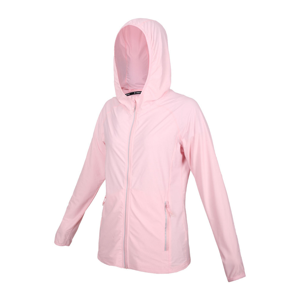 FIRESTAR 女彈性防曬連帽外套(涼感 運動 慢跑 路跑 上衣「JL175-43」 粉紅銀