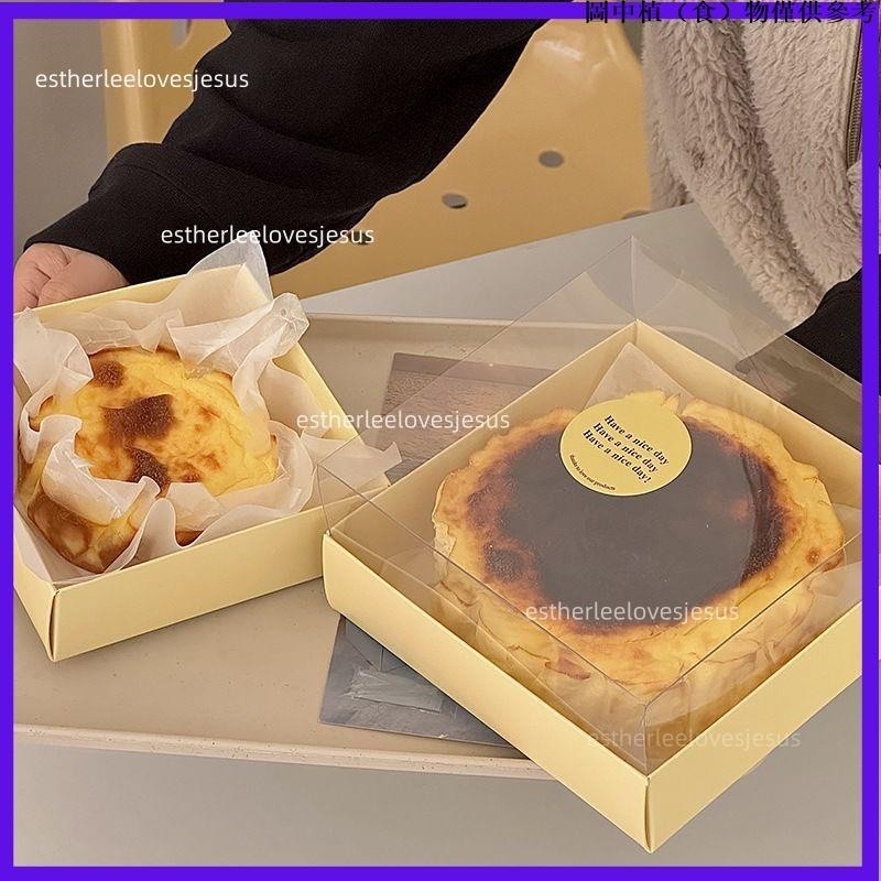 旗艦品質👍推薦🔥‹甜品盒子› 韓系4寸6寸巴斯克芝士蛋糕盒輕乳酪西點包裝打包盒烘焙油紙託qjeb