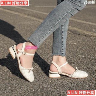 台湾出貨❤️大尺碼涼鞋（34-43 42 41）配裙子涼鞋新款夏季平底低跟包頭涼鞋女小香仙女❤️YX