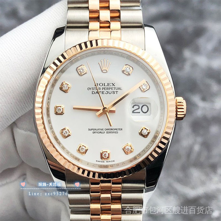 勞力士 Rolex 日誌型男表116231白色盤鑽石刻度日曆自動機械手腕錶 潮流 時尚 休閒 商務 經典 手腕錶錶