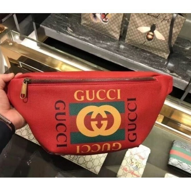 二手 GUCCI 493869 腰包 黑色 牛皮 綠紅綠 WEB 胸口包 530412