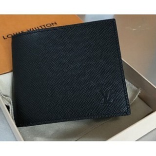 法國二手 LV LOUIS VUITTON AMERIGO 錢包 錢夾 短夾 黑色 M62045 藍色