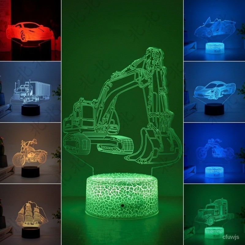 北北🔥熱銷榜變形金剛卡車原型超級跑車玩具車模型3d小夜燈創意燈光畵裝飾擺件