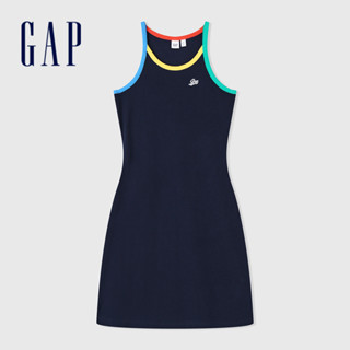 Gap 女裝 Logo圓領吊帶洋裝-海軍藍(465043)