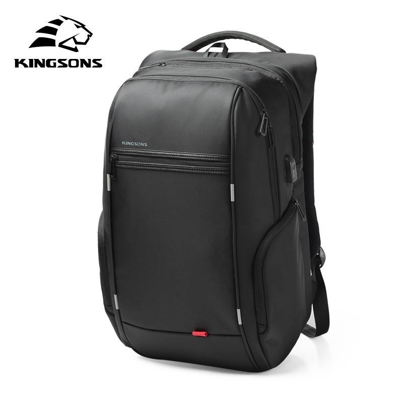 【台湾出货】Kingsons 15“ 17”男士背包外置USB充電電腦背包防盜防水袋