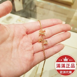 奢品歐洲代購 【免運】LV路易威登M00801 新款LOULOUGRAM 金色 花卉 字母 鑲嵌 粉紫 水晶手鍊二手