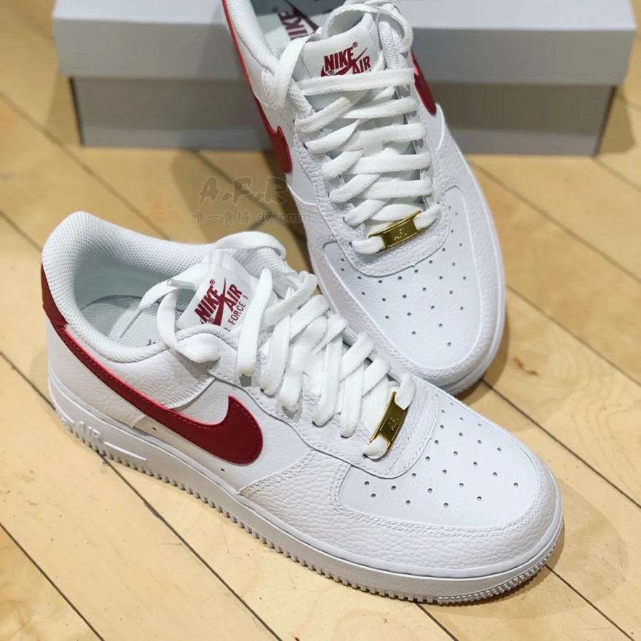 Nike Air Force 1 AF1 Team Red 白 紅 白酒紅 白紅勾 荔枝皮 休閒鞋 CZ0326-100