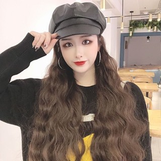 新款帽子假髮一體女 網紅時尚玉米燙泡麵羊毛長捲髮大波浪頭套假髮【牛奶瓶小店】