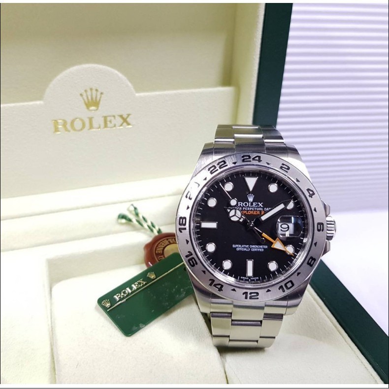 MM店二手星兒店 Rolex 勞力士 216570 探險家2 黑面 EXPLORER II 保固中 探2 送調表器*機