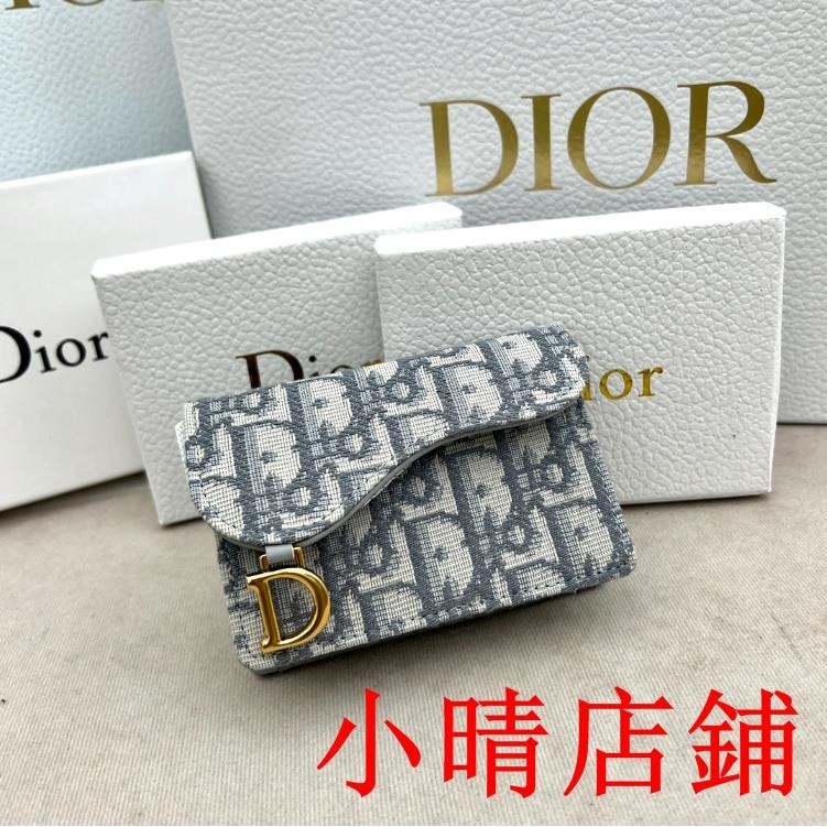 小晴二手/迪奧Dior女士短夾零錢包 錢夾錢包 Oblique印花皮夾小卡包卡夾馬鞍小卡包65645