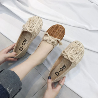 【GL SHOES】女鞋 豆豆鞋娃娃鞋 單鞋 一腳蹬平底鞋 懶人透氣ins防滑豆豆鞋2024春新款鞋子女學生韓版帆布平底