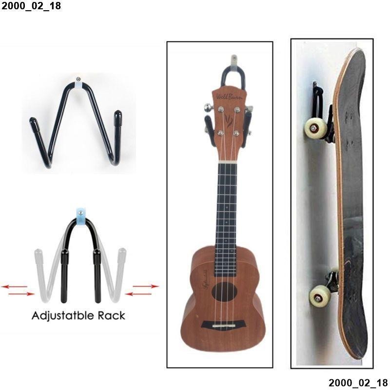 熱銷-≈吉他掛架≈ 免打孔可伸縮伸縮掛像小提琴吉他四輪滑板樂器牆 壁掛架 頭盔耳機架