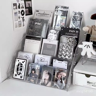 ✨新品+限時特賣✨吧唧階梯透明桌麵ins收納盒階梯式架子立牌全套臥室亞剋力小卡CD【kiana優選】