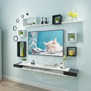 墻上電視柜掛墻客廳壁掛式現代簡約懸掛電視墻背景墻影視墻置物架o2kq80euh8