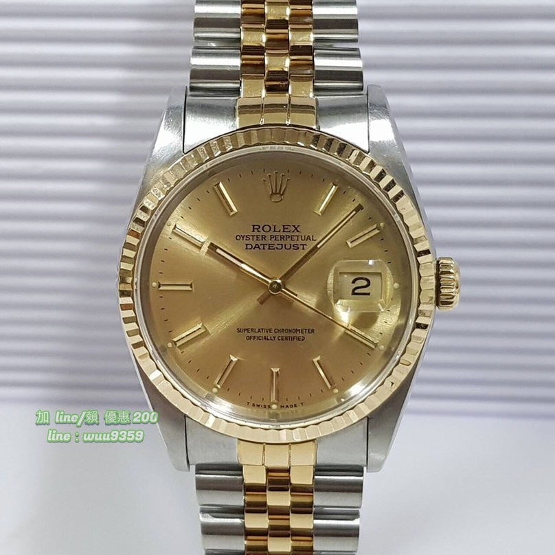 Rolex 勞力士 蠔式半金 盒單全 16233 錶徑36mm 自動機械 丁條金面盤