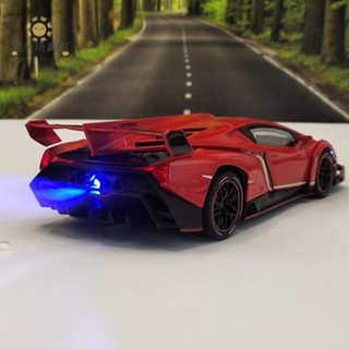 💟藍寶堅尼模型車 1:24 模型車 噴霧 Lamborghini Voneno 毒藥 跑車模型 合金車 聲光迴力車