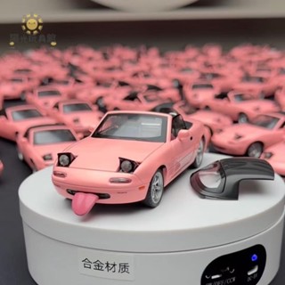 💟Mazda模型 1：32 馬自達 MX5 敞篷跑車 合金玩具車 聲光玩具車 回力車 舌頭車模 場景裝飾 禮物