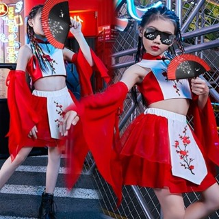 cosplay角色扮演 兒童演出服女童嘻哈套裝街舞國潮服復古中國風旗袍時尚走秀爵士舞 新中式 禮服 性感裙子女