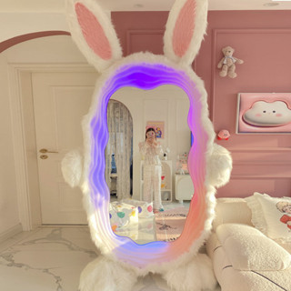 Ins網紅同款兔子全身鏡落地家用臥室試衣鏡發光卡通超大鏡子穿衣鏡 全身立鏡 連身鏡 落地鏡 化妝鏡 鏡子