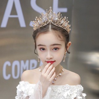 🎈臺灣出貨💥皇冠頭飾兒童小公主女童生日表演王冠銀色水晶髮箍女孩鋼琴演出發