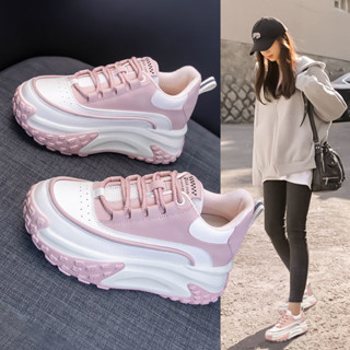 💕洋洋鞋店💕 厚底老爹鞋 運動鞋 跑步鞋 內增高老爹鞋女鞋子春季新款休閒運動小個子炸街厚底鬆糕單鞋 女生運動鞋