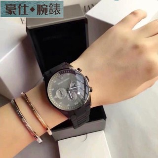 高端 ARMANI 亞曼尼手錶 AR5889 時尚型男三眼計時矽膠覆鋼錶帶腕錶男錶