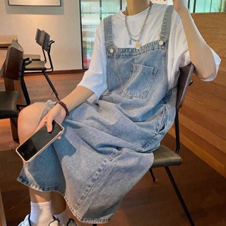 大尺碼 牛仔裙 牛仔吊帶裙 連身裙 吊帶洋裝 牛仔洋裝 牛仔背帶裙女設計感小眾氣質吊帶裙子春夏季寬鬆大碼胖mm連衣長裙