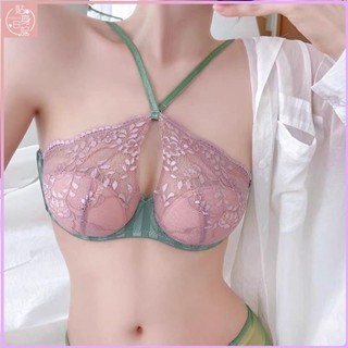 ✨貼身日記✨法式掛脖內衣女 大胸顯小胸套裝 集中爆乳內衣 薄款上託美背 2024新款爆款內衣
