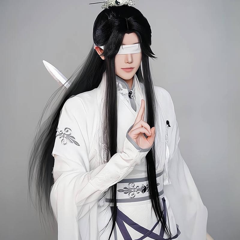 💖台灣出貨💖 魔道祖師 曉星塵cos假毛魔道祖師古裝大俠長直髮古風空氣劉海萬用漫展頭套 cosplay