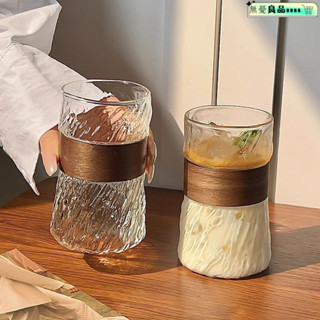美式拿鐵氣泡水冷 大容量馬剋杯 帶刻度玻璃吸管杯 咖啡杯 復古杯 日式耐熱玻璃喝水杯竹圍傢用掛耳拿鐵咖啡杯冰美式專用杯防