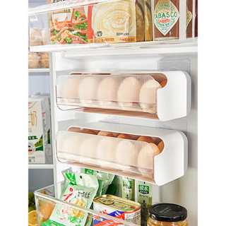 🛒收納🛒收納新款優惠廚房冰箱抽屜式鷄蛋收納盒側門內壁懸掛式鷄蛋盒透明多功能收納筐