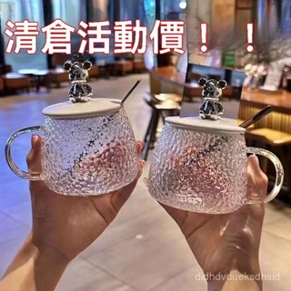 便宜 ✨本地貨24h熱銷✨馬剋杯子ins高顔值可愛耐熱玻璃水杯女生帶蓋勺辦公室咖啡早餐杯🌸 UVZD