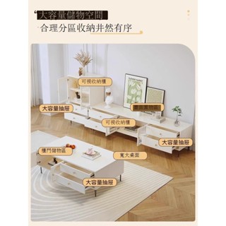Luck❤電視櫃茶几組合 收納櫃 奶油風電視櫃現代簡約客廳家用新款落地式小戶型茶几電視機櫃組合