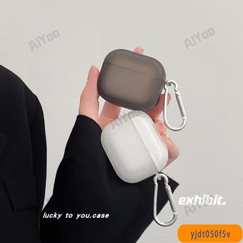 ins簡約素色黑白磨砂軟殼+掛鉤 適用Airpods保護套Airpods Pro2保護套蘋果Airpods3代藍芽耳機殼