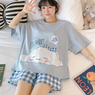 💡Thi 居家服女睡衣女夏季睡衣新款韓版愛卡通爆款夏天外穿學生大碼傢居服套裝