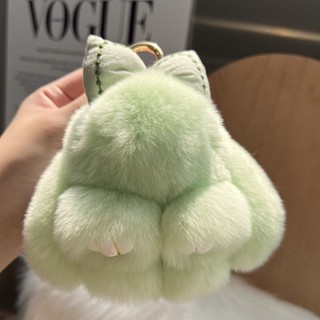 臺灣出貨 包包掛飾 毛絨鑰匙扣 可愛真獺兔毛掛件 蝴蝶結小兔子汽車鑰匙扣 毛絨掛件 公仔包包掛飾 掛件 吊飾
