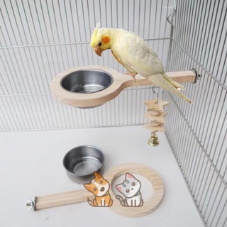 免運 實木站架 鸚鵡站架 鸚鵡食盆 鳥籠食盒 站架食盒 多功能餵食器 防滑掛碗 飼料盒 不鏽鋼食盆