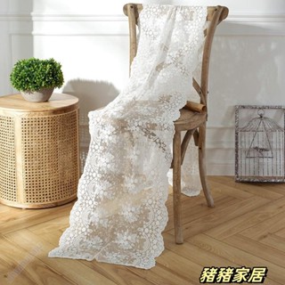 品質保障·法式唯美白色立體綉花棉線蕾絲桌旗婚慶裝飾長形茶幾布蓋巾布藝Wenna