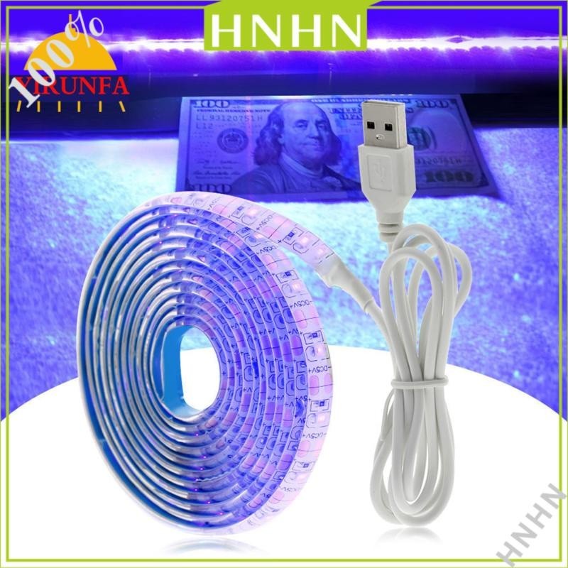 熱銷~LED燈帶5V固化紫外線消毒殺菌自貼燈帶USB頭紫光驗鈔UV螢光軟膠條