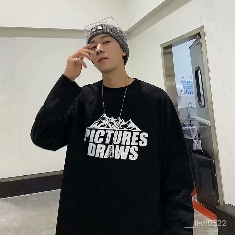🔥川崎先生🔥T恤長袖T恤男夏季薄款潮牌體恤寬鬆帥氣白色上衣潮流打底衫T恤男 短袖 寬鬆  GKWH